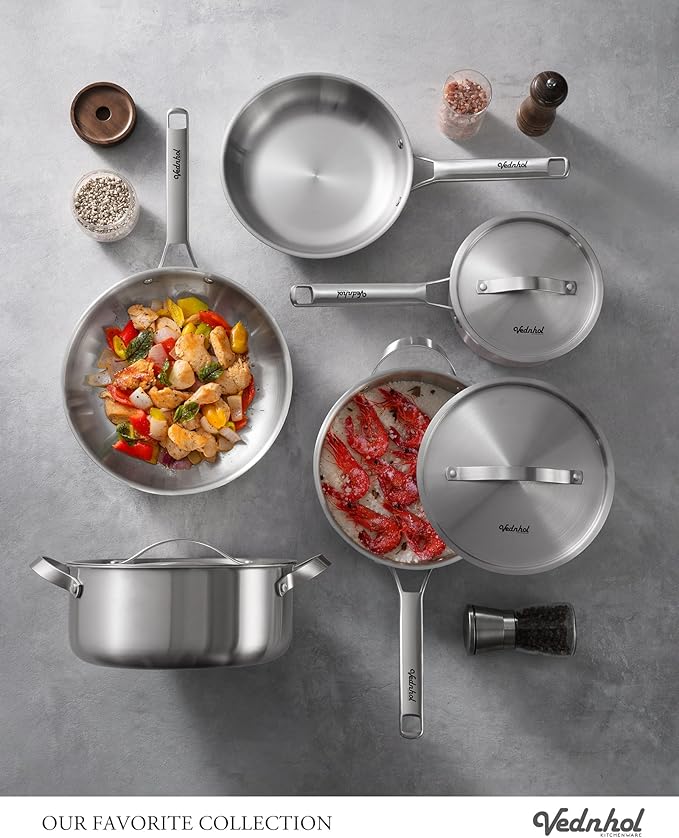 Stainless Steel Frying Pan with Stainless Steel Lid 12 Inch,Tri-Ply Stainless Steel Skillet,Brushed Steel Pan for Cooking,Dishwasher and Oven Safe,Induction&All Stove Compatible