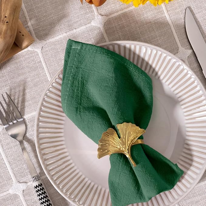 MLMC 8 Pack Emerald Green Cloth Napkins Rustic Washable Cotton Linen Napkins Set of 8 17"x17" Reusable Dinner Napkins Cloth for Spring Wedding Baby Shower Party St. Patrick's Day Decor Use