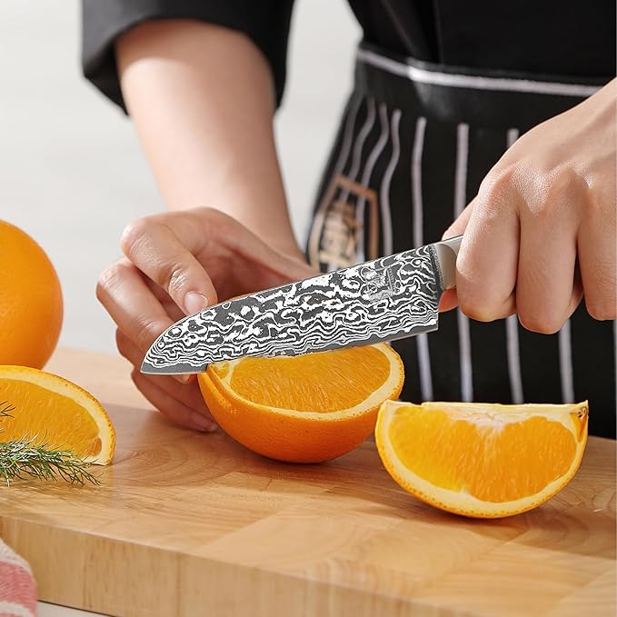 zayiko Kinone Damascus Kitchen Knife Set – 3-Piece Professional Chef Knives | 67 Layers Steel with VG10 Core | Ergonomic Birch Root Wood Handles | Premium Cooking Set in Gift Box