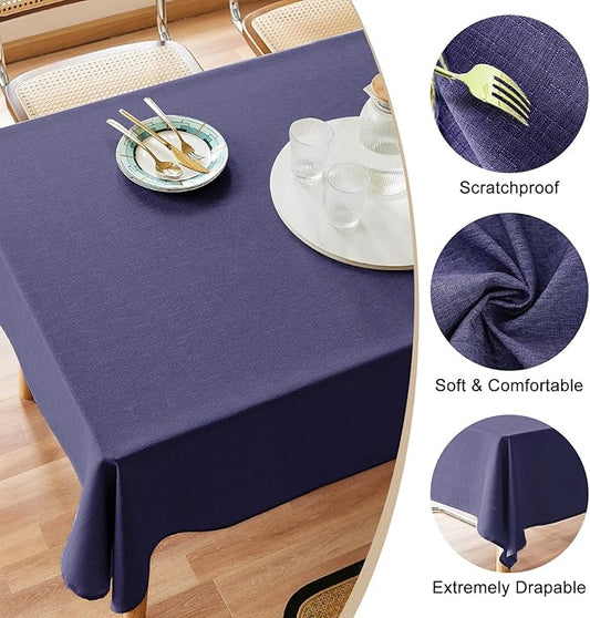 AUSSPVOCT Textured Tablecloth Rectangle 60x84 Water Resistant Spill-Proof Wipeable Table Cloth Wrinkle Free Fabric Dining Table Cover for Birthday Party Farmhouse Outdoor Kitchen Tabletop Cover