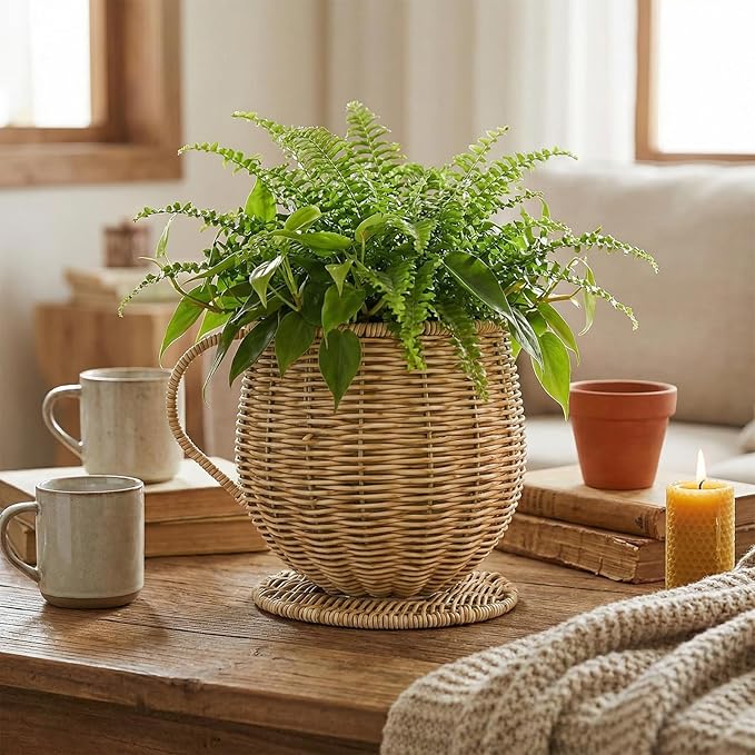 Coffee Pod Basket, Large Capacity Coffee Pod Container with Handle, Handwoven K Cup Holder Capsule Storage for Counter, Home, Office, Coffee Bar