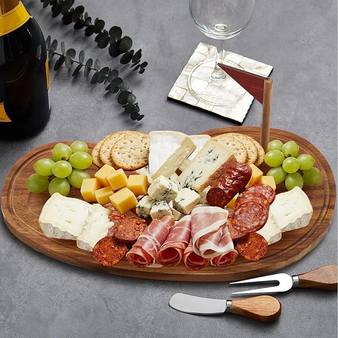Ziliny Golf Cheese Board Gift Set Party Favor Prizes Charcuterie Wood Board with Knives and Box Father Day Gift for Dad Grandpa Party Tournament Game(Acacia Wood,Golf)
