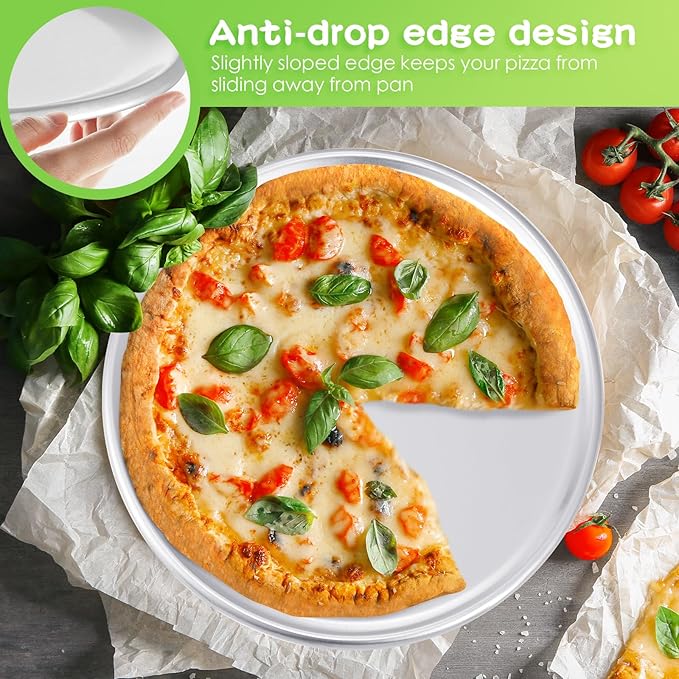 Rtteri 12 Pcs Pizza Pan Bulk Restaurant Aluminum Pizza Pan Set Round Pie Cake Plate Rust Free Cake Tray for Oven Baking Home Kitchen Restaurant Easy Clean (14 Inch)