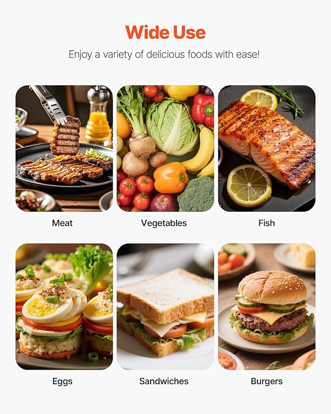 VEVOR Commercial Panini Grill, 3600W Electric Sandwich Panini Maker, Stainless Steel Double Sandwichs Press with Handle and Temp Control, 19x9 in Full Grooved Enamel Plate, for Hamburger Steak Bacon