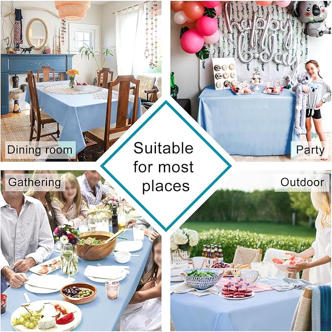 Hiasan Dusty Blue Tablecloth for Rectangle Tables - Waterproof and Spillproof Washable Fabric Table Cloth for Dining Room Kitchen Party, 60 x 102 Inch
