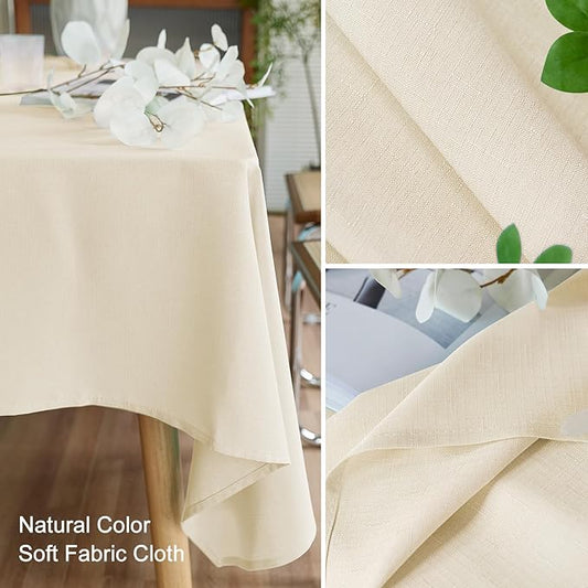 AUSSPVOCT 2 Pcs Textured Round Tablecloth 60 Inch for Dia 38’’ Tables - Waterproof Washable Wipeable Table Cloth Fabric Dining Table Cover for Birthday Party Farmhouse Outdoor Kitchen Tabletop Cover