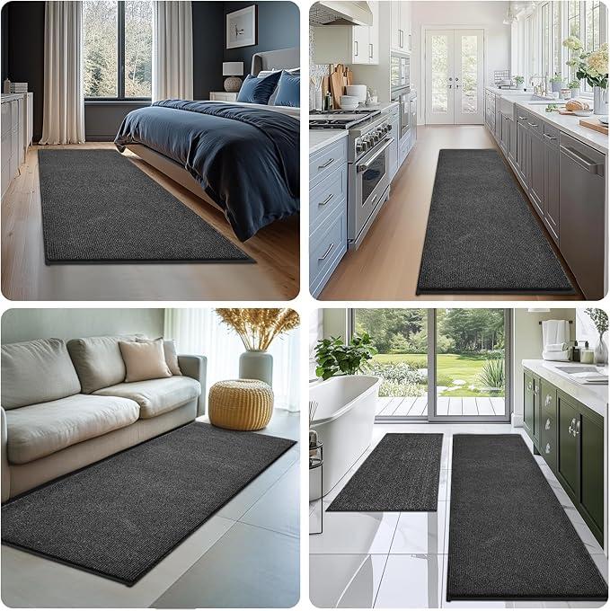 Washable Kitchen Rug 24" x 70" Rectangular, Non Slip Absorbent Indoor Entryway Runner Rug for Floor, Laundry, Bathroom, Bedroom (Roll Packing)