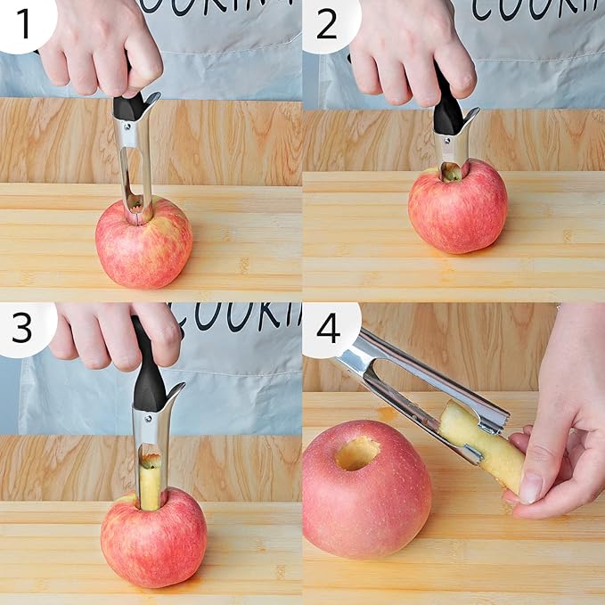 Apple Slicer & Corer Set, Apple Cutter and Fruit Slicer with Sharp Stainless Steel Blades and Ergonomic Non-Slip Handles, Ideal for Cutting a Wide Range of Fruits, Black