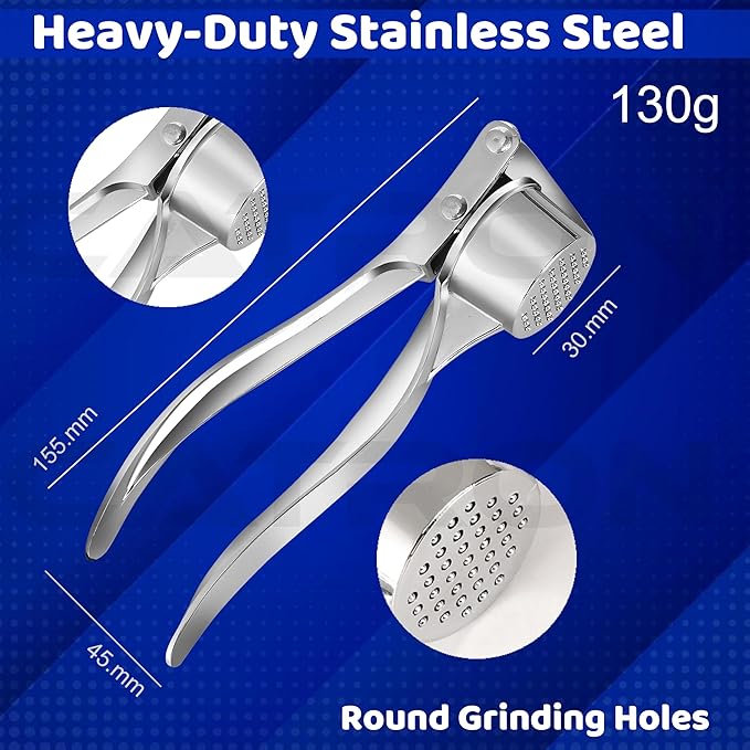Stainless Steel Garlic Crusher Presser Garlic Press Manual Garlic Mincer | Garlic Cutter Chopper | Easy to Squeeze & Clean for Kitchen