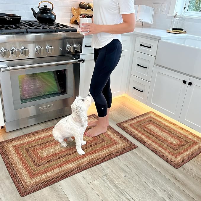 Homespice Gingerbread Braided Rug 20x30 - Jute Braided Kitchen Rugs for Country, Primitve Decor, Reversible, Pet-Friendly, Durable & Easy to Maintain