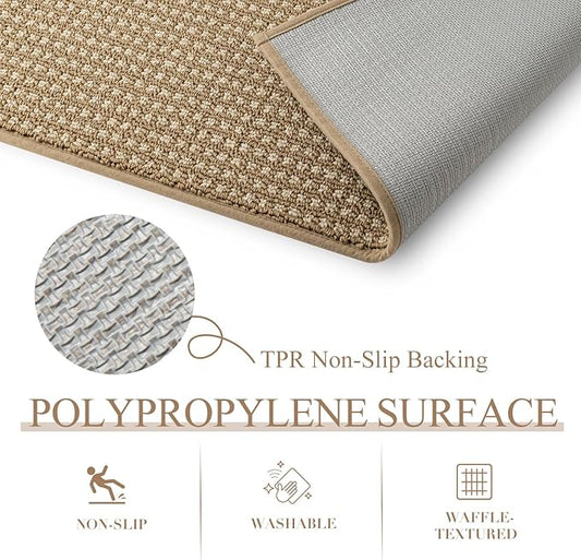 Kitchen Rugs,Non Slip Absorbent Kitchen Mats for Floor-Thick Stain Resistant Washable Kitchen Floor Mat Runner Carpet for Hallways,Entryway,Laundry Room,Sink(17"x29"+17"x59",Brown,Roll Package)
