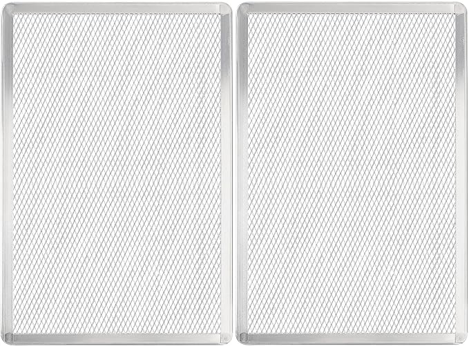 SHANGPEIXUAN Pizza Screen 11 x 16 Inch 2 Pack Rectangular Aluminum Pizza Pan Restaurant-Grade Flatbread Screen Pizza Crisper Pan,Oven-Safe