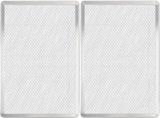 SHANGPEIXUAN Pizza Screen 11 x 16 Inch 2 Pack Rectangular Aluminum Pizza Pan Restaurant-Grade Flatbread Screen Pizza Crisper Pan,Oven-Safe