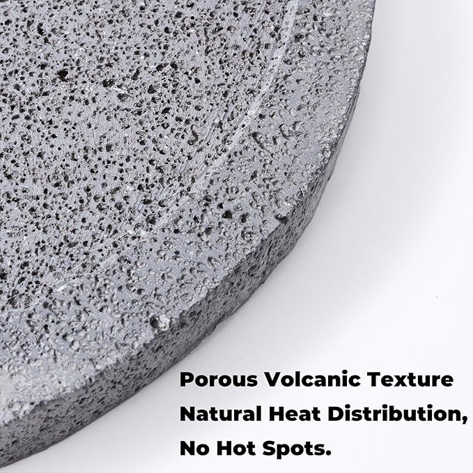 Volcanic Stone Comal - 12 in (30 cm) Round, 2.5 cm Thick | Comal de Piedra Volcánica para Tortillas | Stone Griddle for Gas Stove, Grill & Oven | Heat-Holding Plate for Asar Chiles & Carne