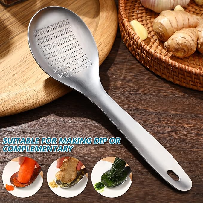 Hemoton 3pcs Cheese Zester Cheese Graters for Kitchen Stainless Steel Garlic Grinders Ginger Grater Grinder Zester Spoon Metal Lemon Zester Grater With Handle for Cheese, Chocolate, Kitchen Gadgets