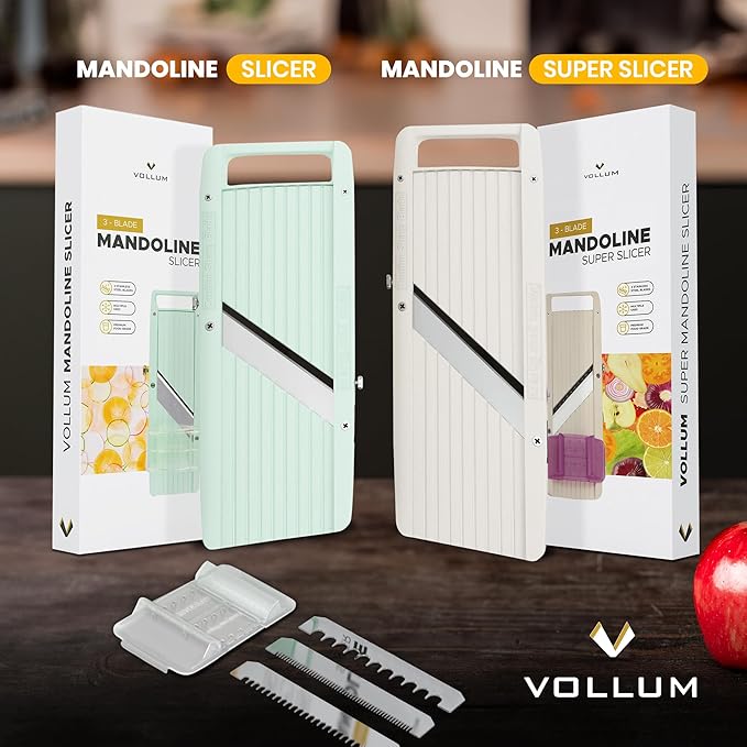 Wide Japanese Mandoline Slicer for Kitchen – Professional Slicer Vegetable Cutter with Interchangeable Stainless Steel Blades – Food Manual Slicer Handheld Mandoline Slicer