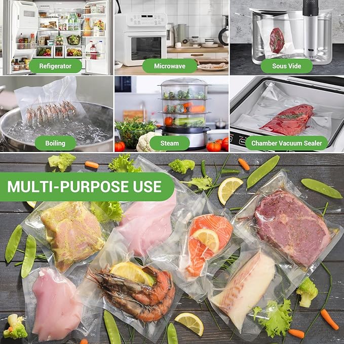 Chamber Vacuum Sealer Bags 300 Count 6" x 10" 8" x 12" 10" x 13" For 3-Mil Vacuum Chamber Bags Pre-Cut Chamber Vacuum Bags- BPA-Free -Heavy Duty Chamber Machine Pouches