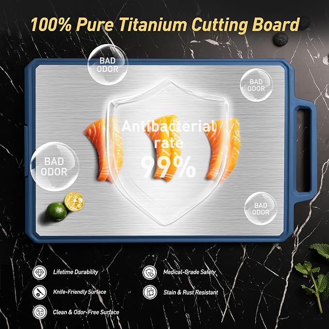 2 Packs Pure Titanium Cutting Boards for Kitchen Chopping Board Butcher Block 2 in 1 Titanium PP Mother Day Best Mama Mommy Ever Mother In Law Gifts Stepmom Grandma Gigi Nana Present