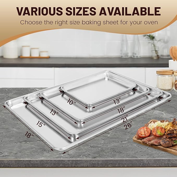 BIEAMA 12 Pack Half Size Baking Sheet Pan Aluminum Commercial Pan for Oven Freezer Bakery Hotel Restaurant 13" × 18"