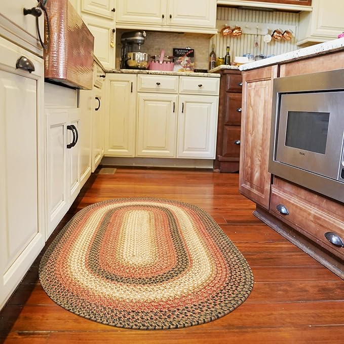 Homespice Russet Jute Braided Rug 20x30 - Oval Kitchen Braided Rugs for Country Decor, Durable No Shed Jute for Low Maintenance