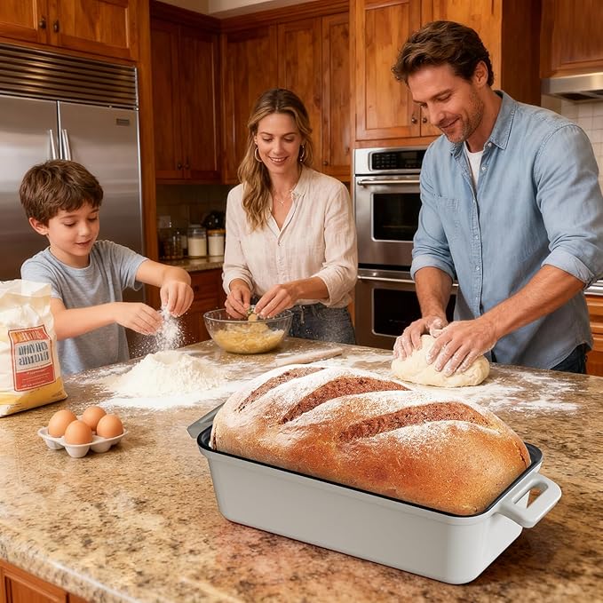 Tydanix 9x5 Enameled Cast Iron Loaf Pan with Lid – Bread Pan for Sourdough, Cake, Meatloaf, Even Heat, Nonstick, Easy to Clean, 2 Piece Set