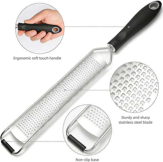 N.ORANIE Premium Lemon Zester Grater,Kitchen Tool for Parmesan Cheese, Lemon