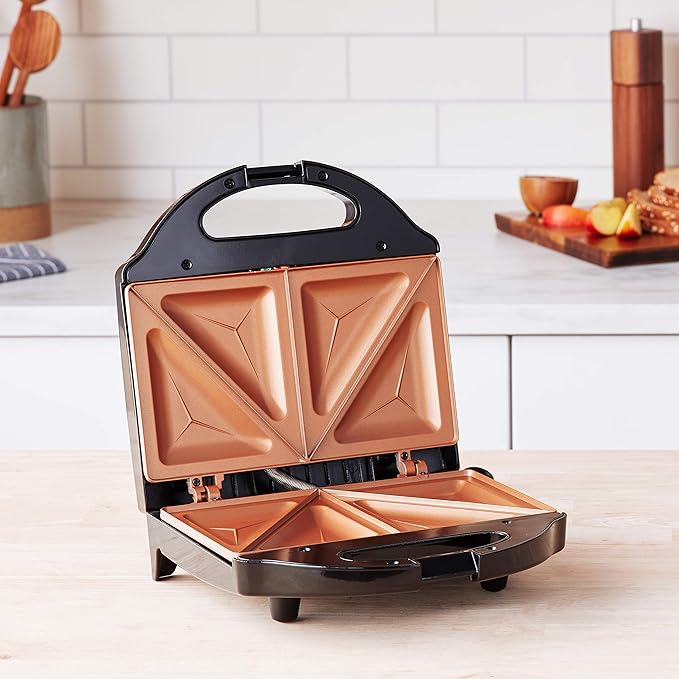 Gotham Steel Nonstick Panini Press Sandwich Maker,2in1 Breakfast Sandwich Maker Grill/Sandwich Press Grill with Indicator Light, Makes 2 Sandwiches with Easy Cut Edges,(Pack of 2)