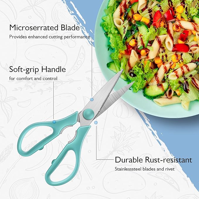 Black Kitchen Scissors, Rkqoa Kitchen Shears Set Heavy Duty Cooking Scissor, Dishwasher Safe & Stainless Steel Sharp Utility Scissors for Cooking, Camping, Everyday use