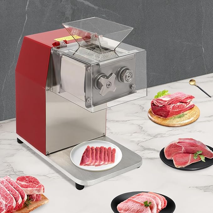 1100W 110V Electric Meat Cutter, Commercial Meat Slicer Dicer Shredder Chopper Stainless Steel Boneless Meat Processor with 0.35cm Blade for Restaurant Kitchen Supermarket Beef Pork Chicken
