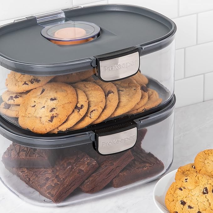 Progressive ProKeeper International Airtight Food Storage Container with Terracotta Disk for Freshness, Stackable & Dishwasher Safe, Ideal for Cookies, Baked Goods, & More, 3 Quart