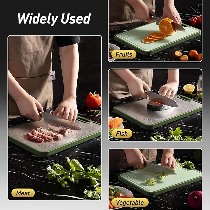 2 Packs Titanium Cutting Boards for Kitchen Chopping Board Butcher Block 2 in 1 Pure Titanium and Wheat Straw PP Great Grandma Christmas Xmas Birthday Gifts Ideas Grandmother Gigi Granny Nana Glamma