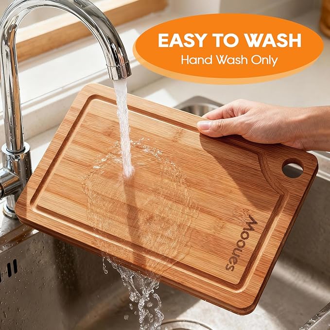 Bamboo Cutting Board, Durable Wood Chopping Boards for Kitchen, Reversible with Juice Groove, Wooden Cutting Boards for Chopping & Serving, 12" x 8" - 0.6" Thick