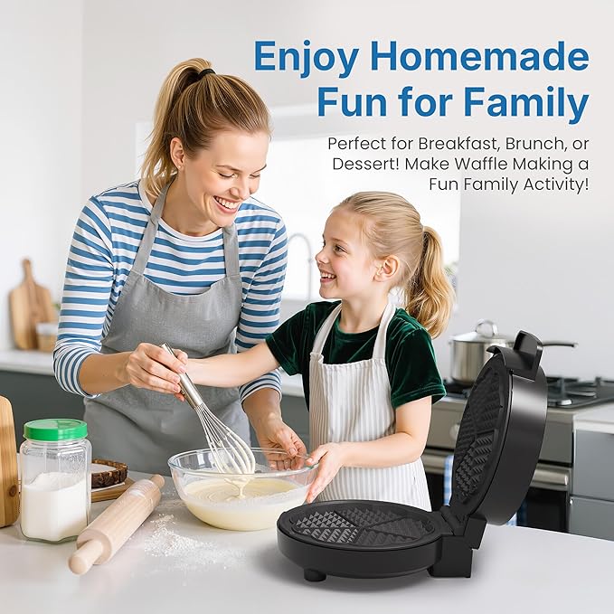 Heart Electric Waffle Iron: Belgian Waffle Maker with Temperature Control Knob, Waffle Machine with Nonstick Plates Easy Clean, Breakfast Maker for Kids and Families, Stainless Steel