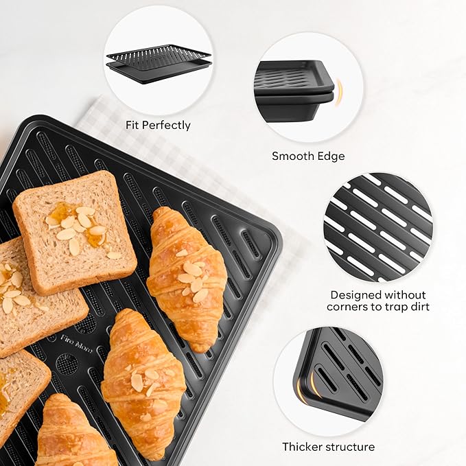 10-Piece Nonstick Baking Pan Set, 0.8MM Thick Stackable Bakeware Sets Including Cookie Sheets for Baking, Cooling Rack, Muffin Pan, Cake Pan, Pizza Pan, Loaf Pan