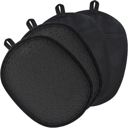 4-Pack Silicone Pot Holders for Kitchen Heat, Non-Slip Hot Pads with Hanging Loops, Quilted Liner Oven Mitts Alternative, Waterproof Trivets for Countertops Hot Pots and Pans (Black)