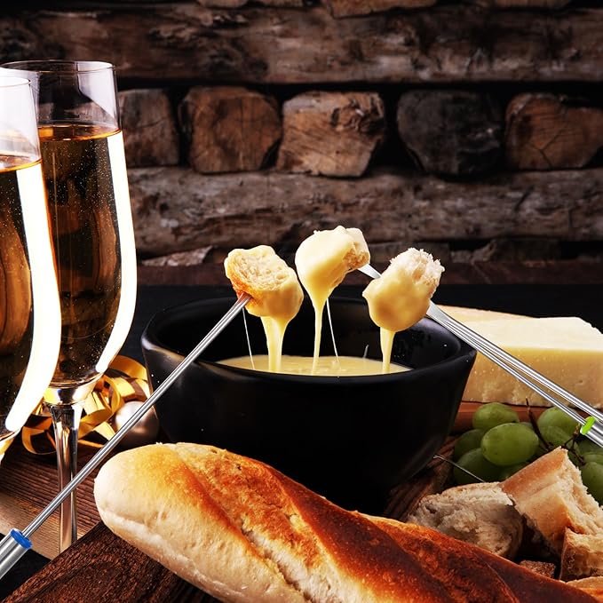 18 Pcs 9.5 Inch Stainless Steel Fondue Forks with Heat Resistant Handle Fondue Sticks for Cheese Pot Chocolate Roast Marshmallows Meat