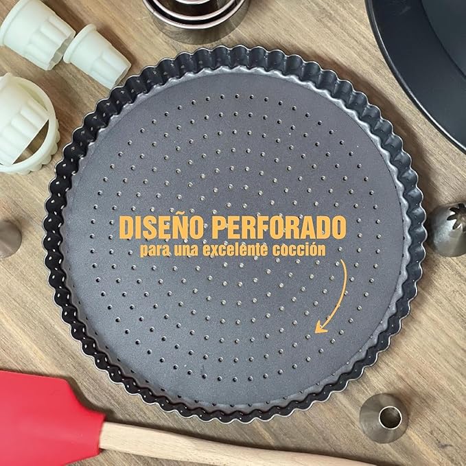 Space Home - Deep Dish Pie Pan for Quiche Lorraine - Tart Pans with Removable Bottoms - Apple Pie Pan - Tarte Tatin Pan - Quiche Baking Dish (Set 3)