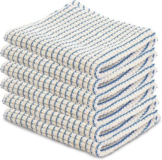 World's Best Kitchen Dish Cloths - Set of 12 Blue Dishcloths for Washing Dishes - Absorbent Poly Cotton Waffle Weave Dish Rags, Made in USA