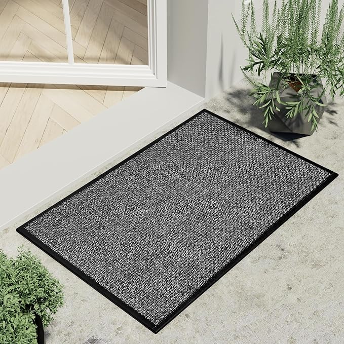 Kitchen Rug, Rubber Non Slip Kitchen Rugs Washable, Absorbent Runner Mat for Floor, Machine Washable Standing Mats for in Front of Sink, Door, Laundry, Entryway, Hallway (Black, 36" × 24")