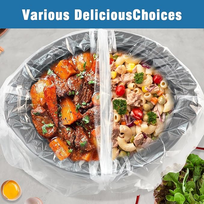 WOKUWOKU Slow Cooker Liners, 13“ x 21” 40 Cooking Bags, Large Disposable Pot Liners, Fits 3QT to 8QT Slow Cooker Cooking Plates, Multi-Purpose Liner Plastic Bags, BPA Free (2 Pack)