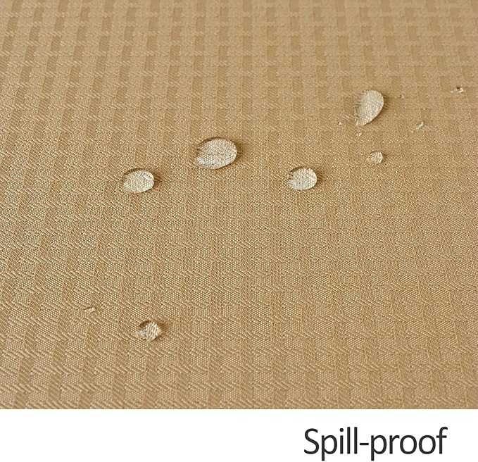 maxmill Round Weaved Texture Design Tablecloth Spill-Proof Wrinkle Free Soft Washable Table Cloth for Circular Table Cover, for Dining Room Buffet Banquet Parties Holiday Dinner, 70 Inch Beige