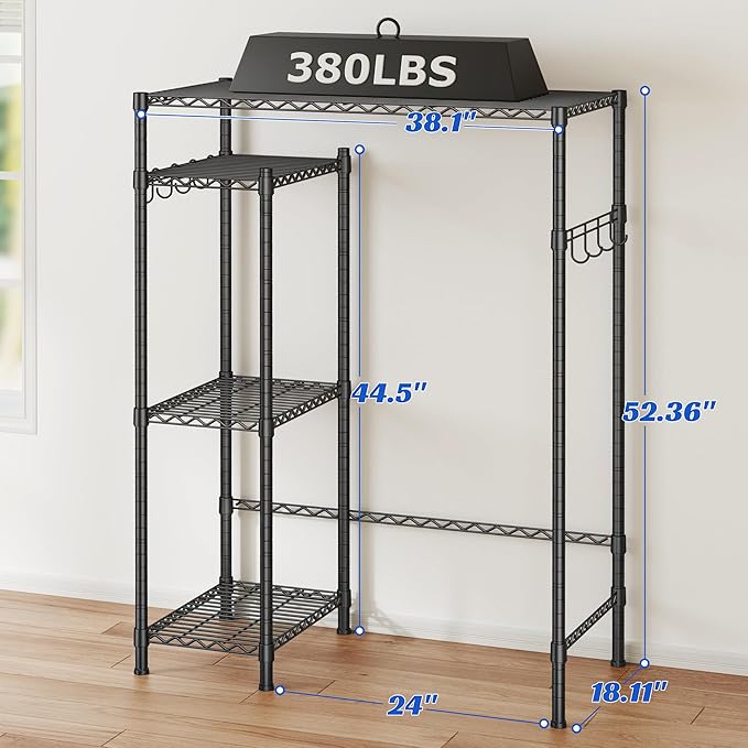 REIBII Mini Fridge Stand Small Refrigerator Storage Shelves,4 Tier Space-Saving Coffee Bar Cabinet, Adjustable Utility Microwave Stand Storage,Shelf for Dorm Kitchen Living Room,38.1Wx18.11Dx52.36H