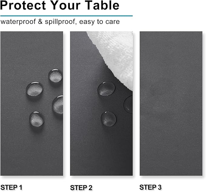 Hiasan 2 Pieces Rectangle Tablecloth - Waterproof and Spillproof Dining Room Washable Polyester Table Cloth for Dining Room, 60 x 102 Inch, Grey