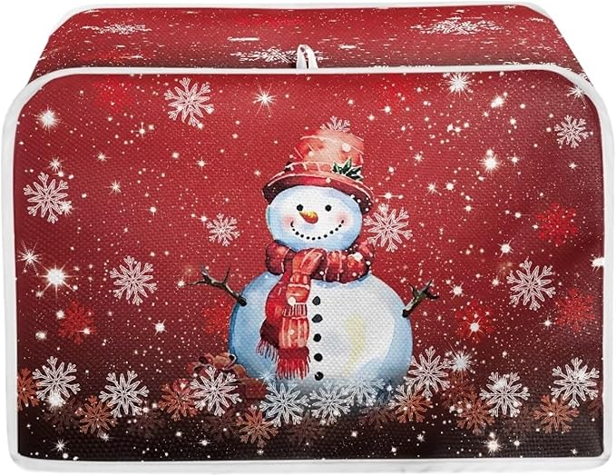 Annejudy Christmas Snowman Print 2 Slice Toaster Cover Foldable Kitchen Small Appliance Cover Dust and Fingerprint Protection, Machine Washable Home Kitchen Decor Accessories for Xmas