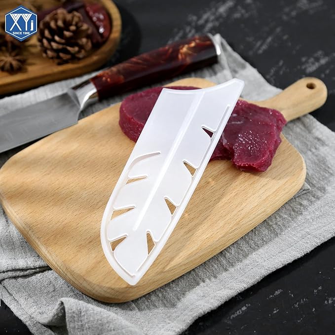 XYJ 2pcs/set Safety Knife Covers Sleeves Knives Edge Guard, Universal Knife Sheath, Santoku Knife Case Blade Guards Protector White Kitchen Knife Cover Sleeve