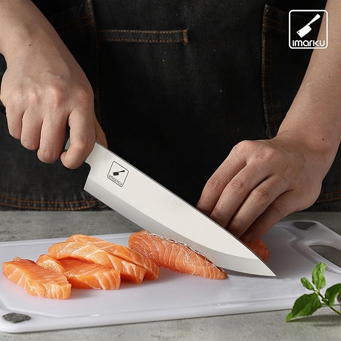 imarku Chef Knife 8-Inch Pro Japanese Kitchen Knife 7Cr17MoV High-Carbon Stainless Steel Paring Knife Ergonomic Handle Rasor Sharp Single-Bevel Edge Birthday Gift for Women and Men