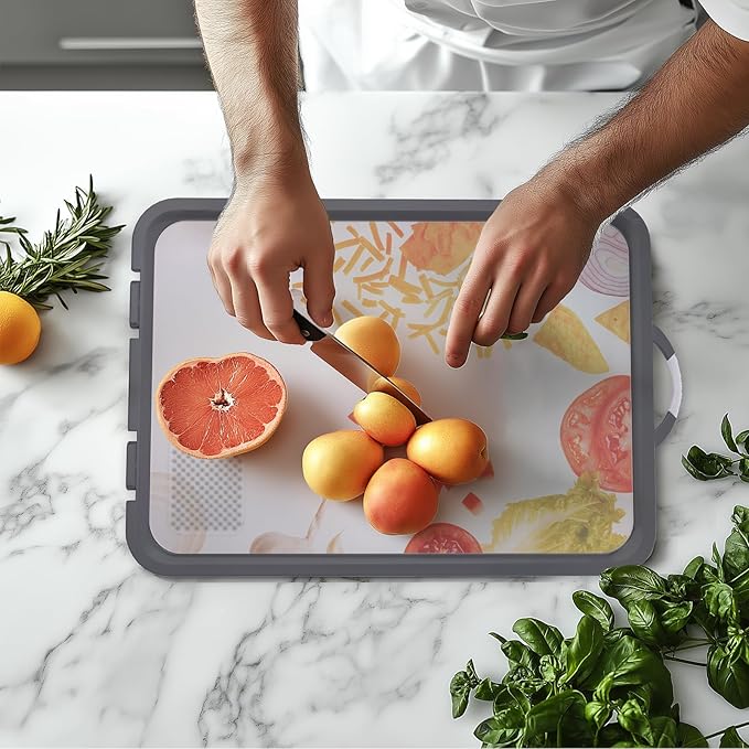 Titanium Cutting Board - New Titanium Cutting Boards for Kitchen Double Sided Non Toxic Titanware Cutting Board, Ideal Charcuterie & Chopping for Meat, Cut Easy Clean Chopping Board (18 * 12in)