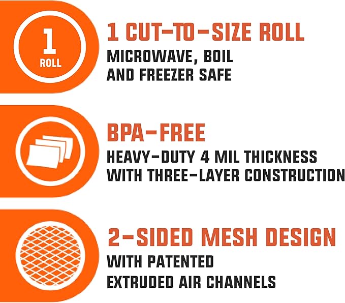 8” x 50’ Vacuum Bag Roll with Built-In Bag Cutter – User Friendly for Food Preservation – Microwave, Freezer and Boil Safe, BPA-Free, Compatible with any Vacuum Sealer Machine