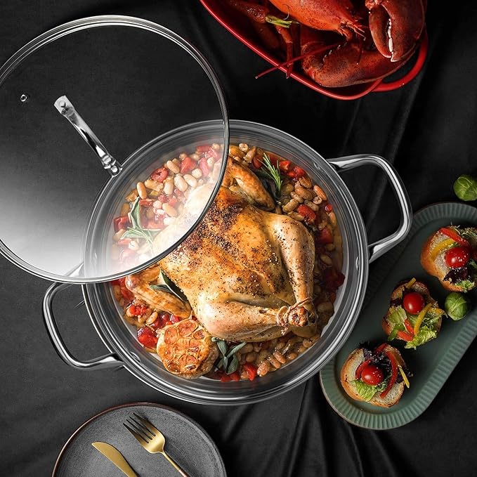 LEUGWAKN Stainless Steel Stock pot-10 Quart pot-Stockpots with Lid -Soup Pot-Induction Pot-Cookware-Cooking Pot-crock pot