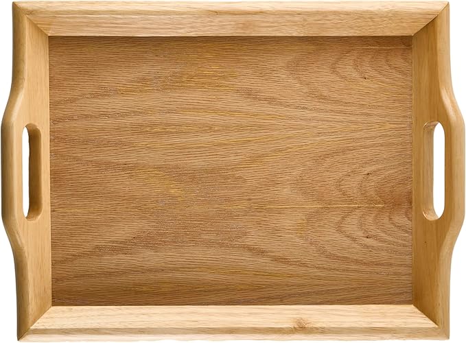 G.E.T. RST-1814-N Wooden Room Service Serving Tray with Handles, 19" x 14.25", Natural